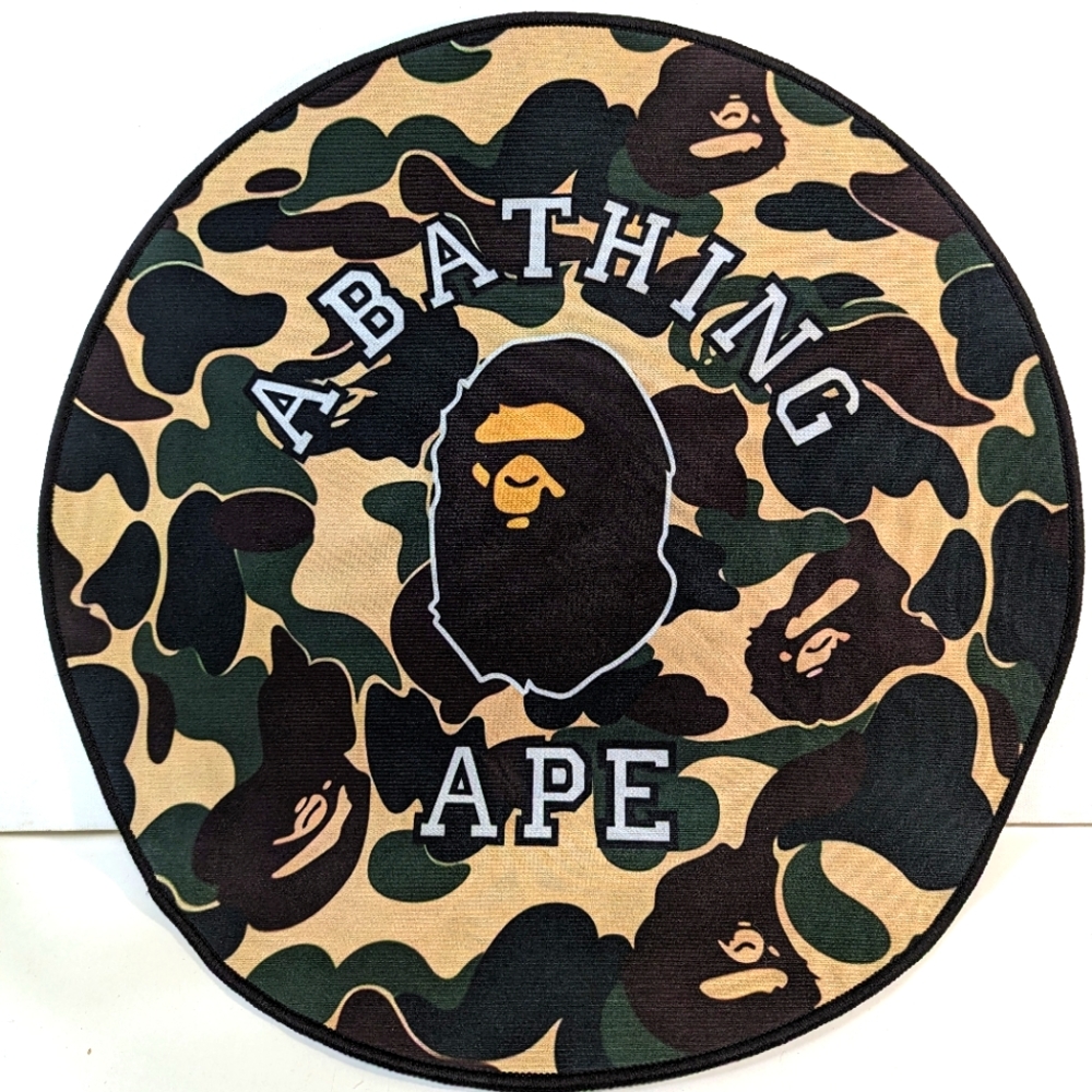 Bape Head Custom Circular Area Rug Non Slip A Bathing Ape Camouflage Camo